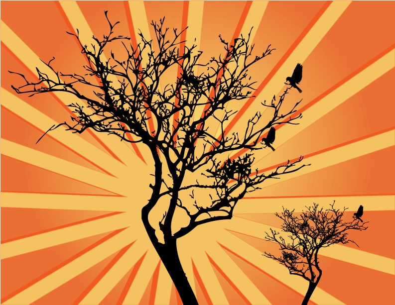 free vector Vector Sunburst Background with Tree